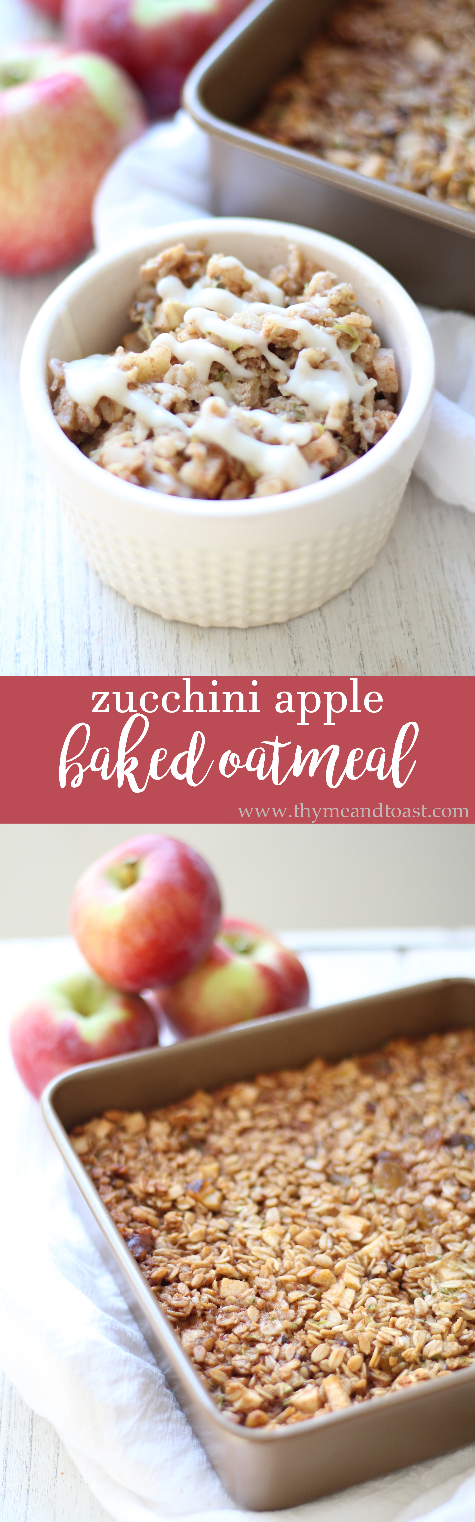 Zucchini Apple Baked Oatmeal. The best fall breakfast to bake ahead of time and enjoy all week!