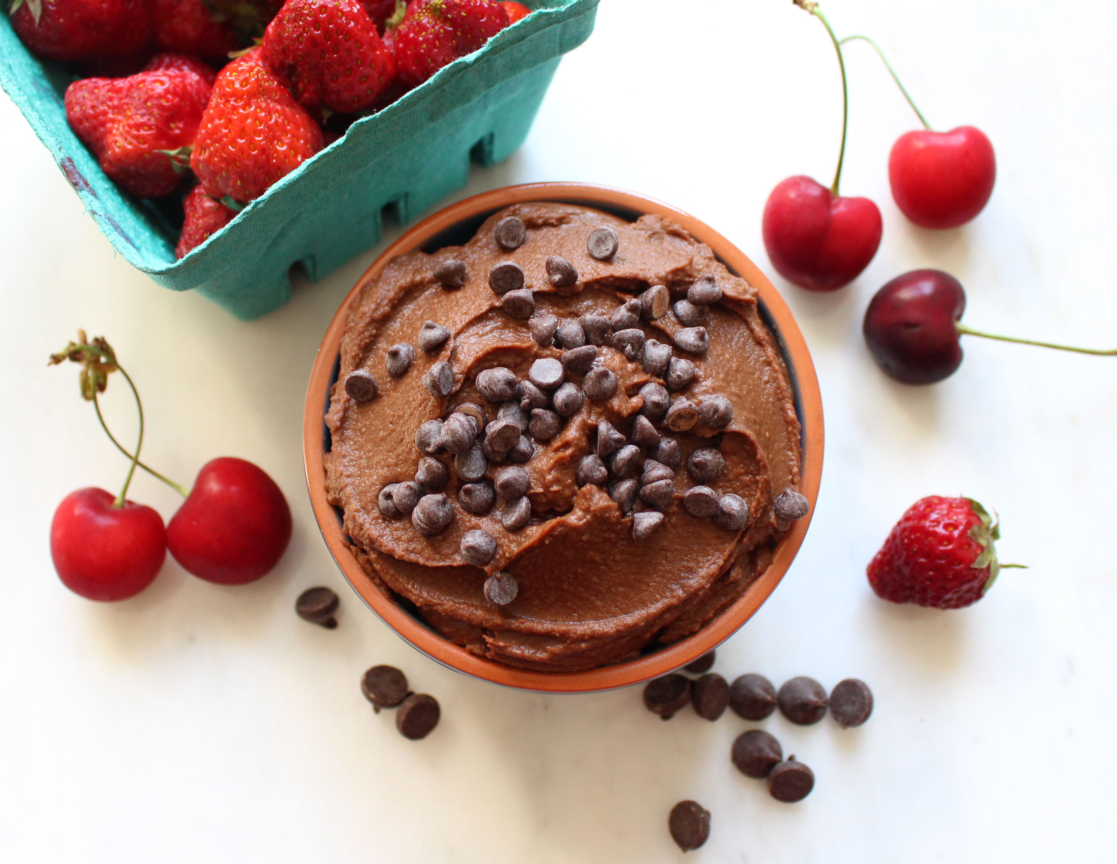 Double Chocolate Chickpea Dip (aka Chocolate Hummus) - a healthy, chocolatey dip for fruits, pretzels, graham crackers... or a spoon! 