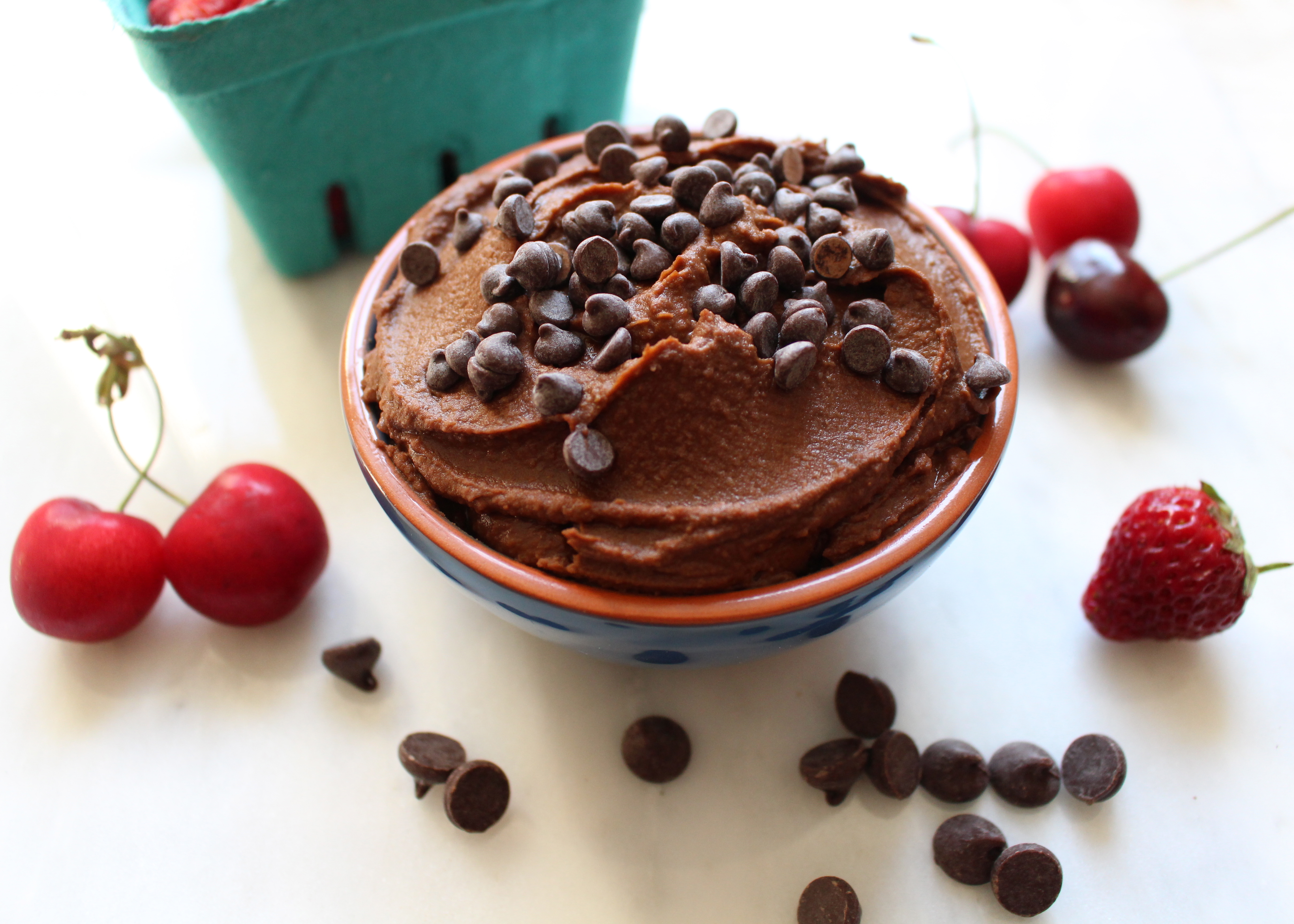 Double Chocolate Chickpea Dip (aka Chocolate Hummus) - a healthy, chocolatey dip for fruits, pretzels, graham crackers... or a spoon! 