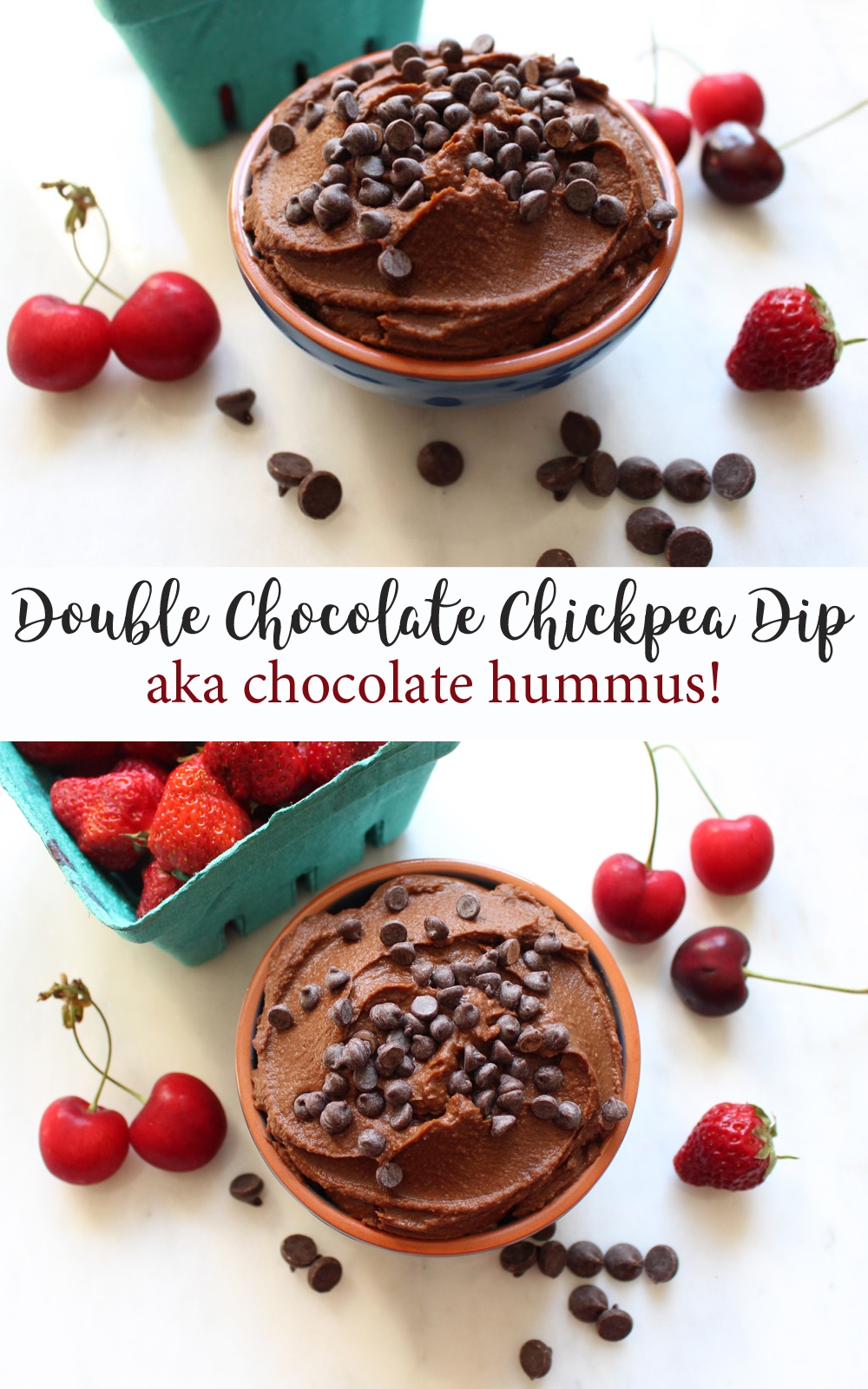 Double Chocolate Chickpea Dip (aka Chocolate Hummus) - a healthy, chocolatey dip for fruits, pretzels, graham crackers... or a spoon!