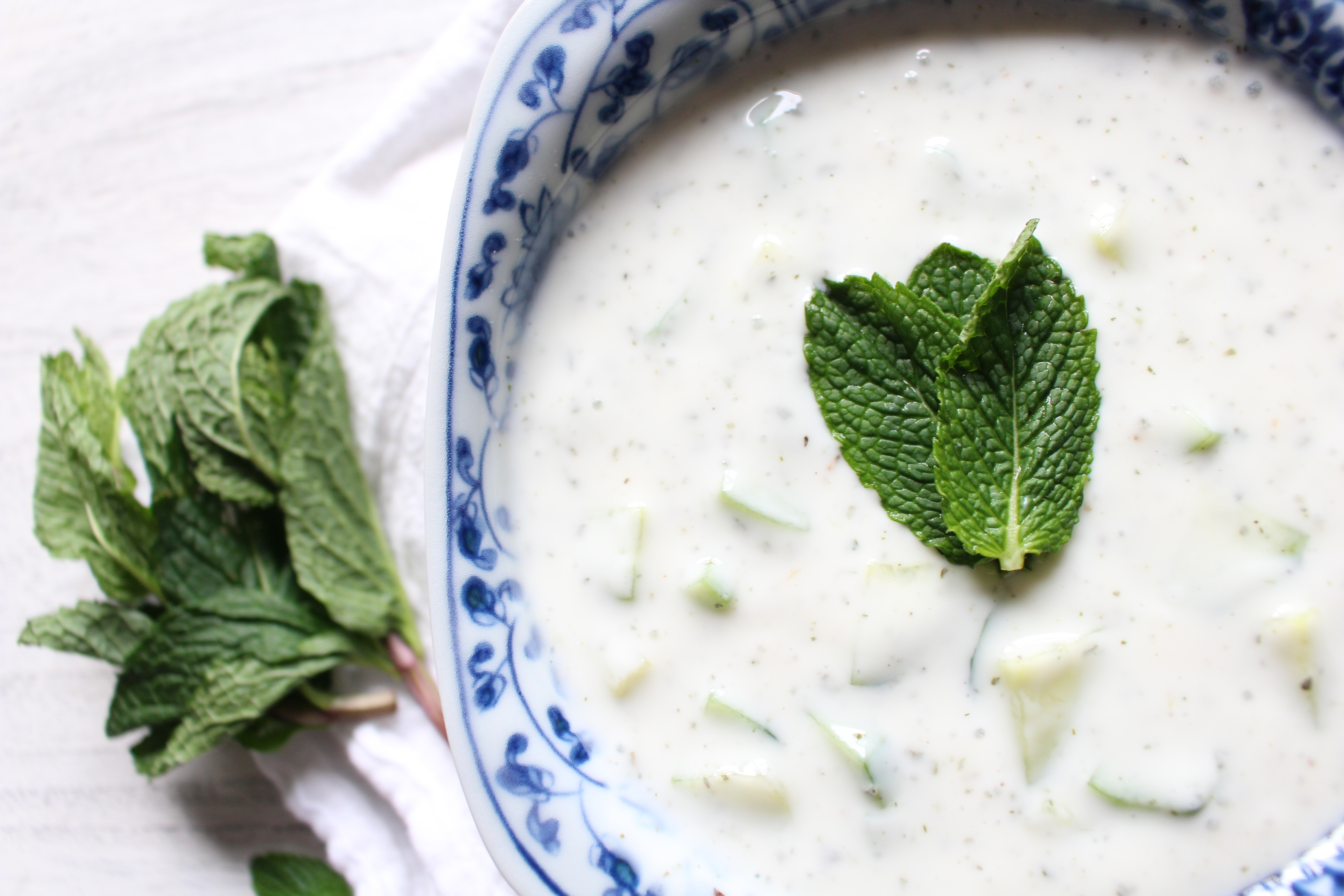 Cool and refreshing cucumber and mint yogurt sauce. The Middle Eastern version of tzatziki, this sauce is great on grilled veggies, meat, or fish or on lentils - or by itself!