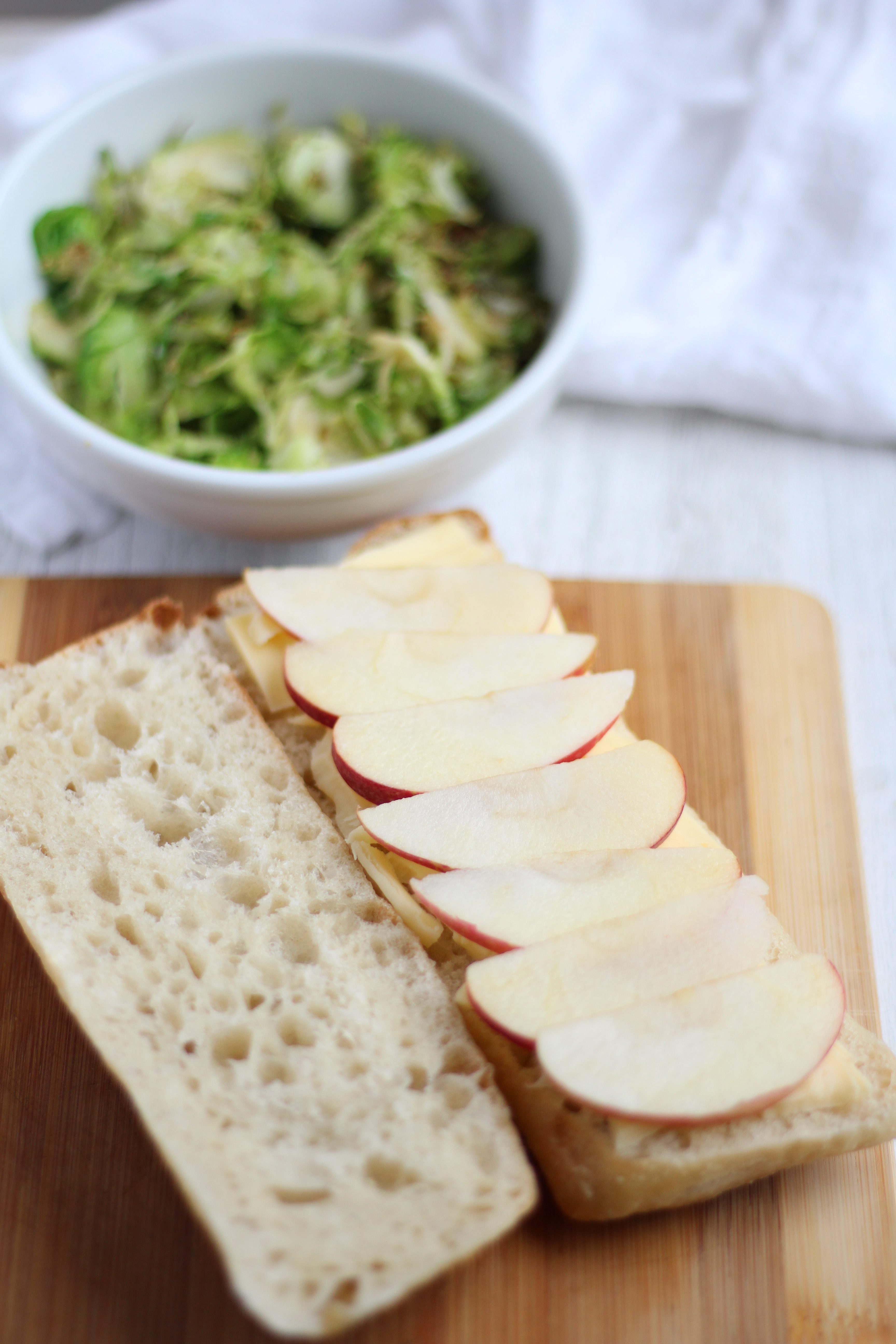 Grilled cheese taken to the next level with brussels sprouts and apples - perfect for fall!