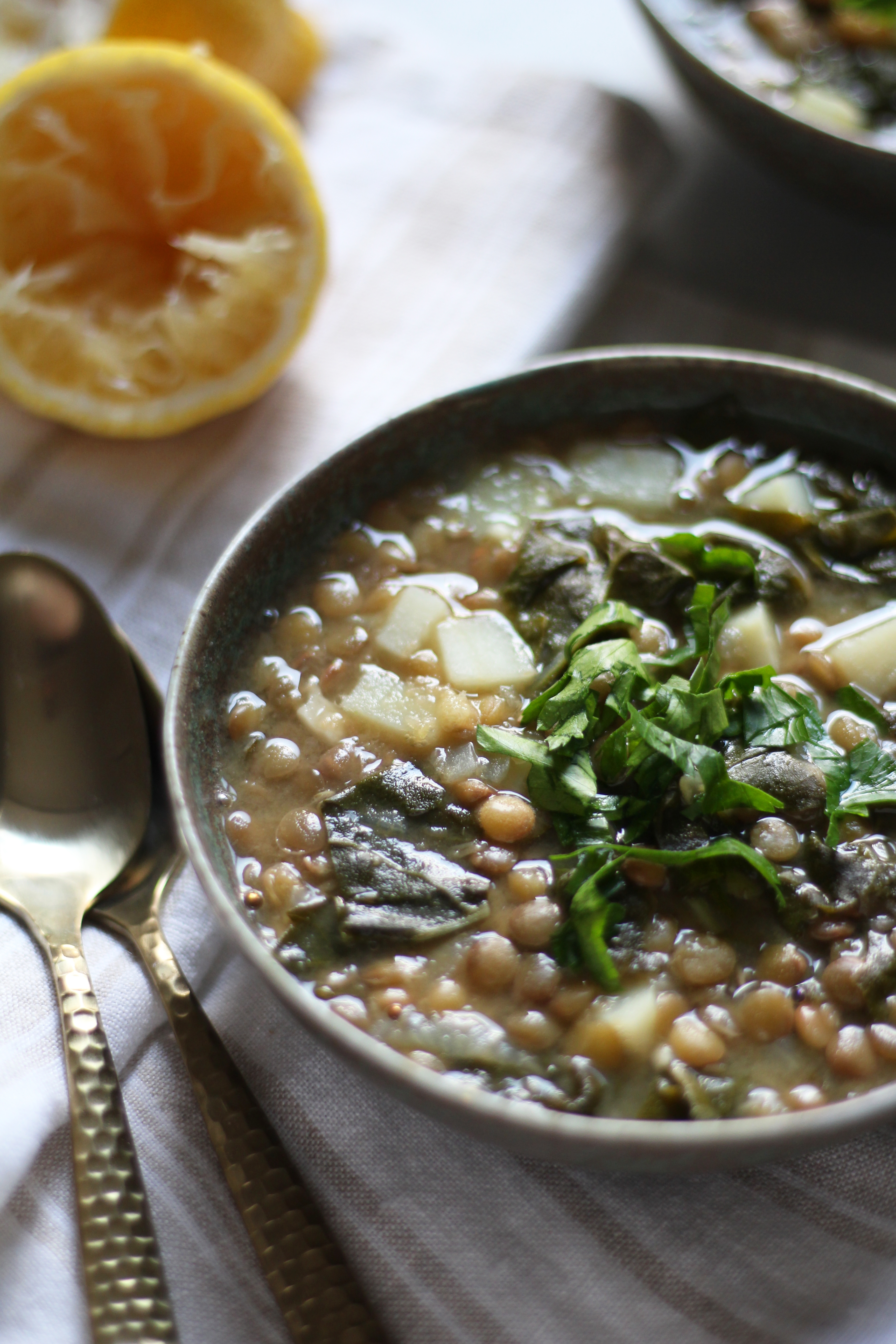 One-Pot Lentil and Swiss Chard Soup - the perfect, easy soup for chilly fall and winter days. 