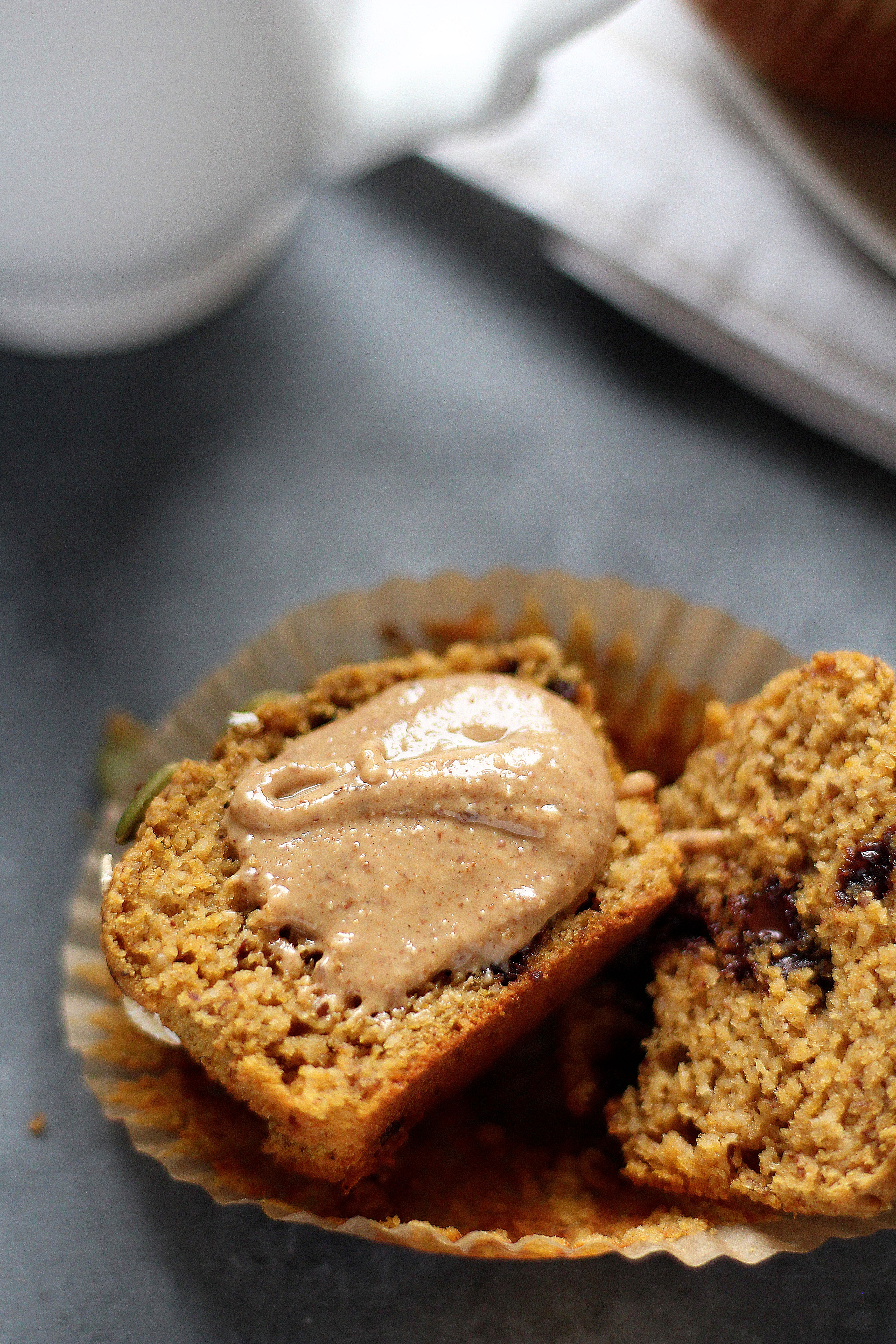 Healthy Flourless Pumpkin Muffins - a hearty and light muffin that's perfect with your morning cup of coffee!