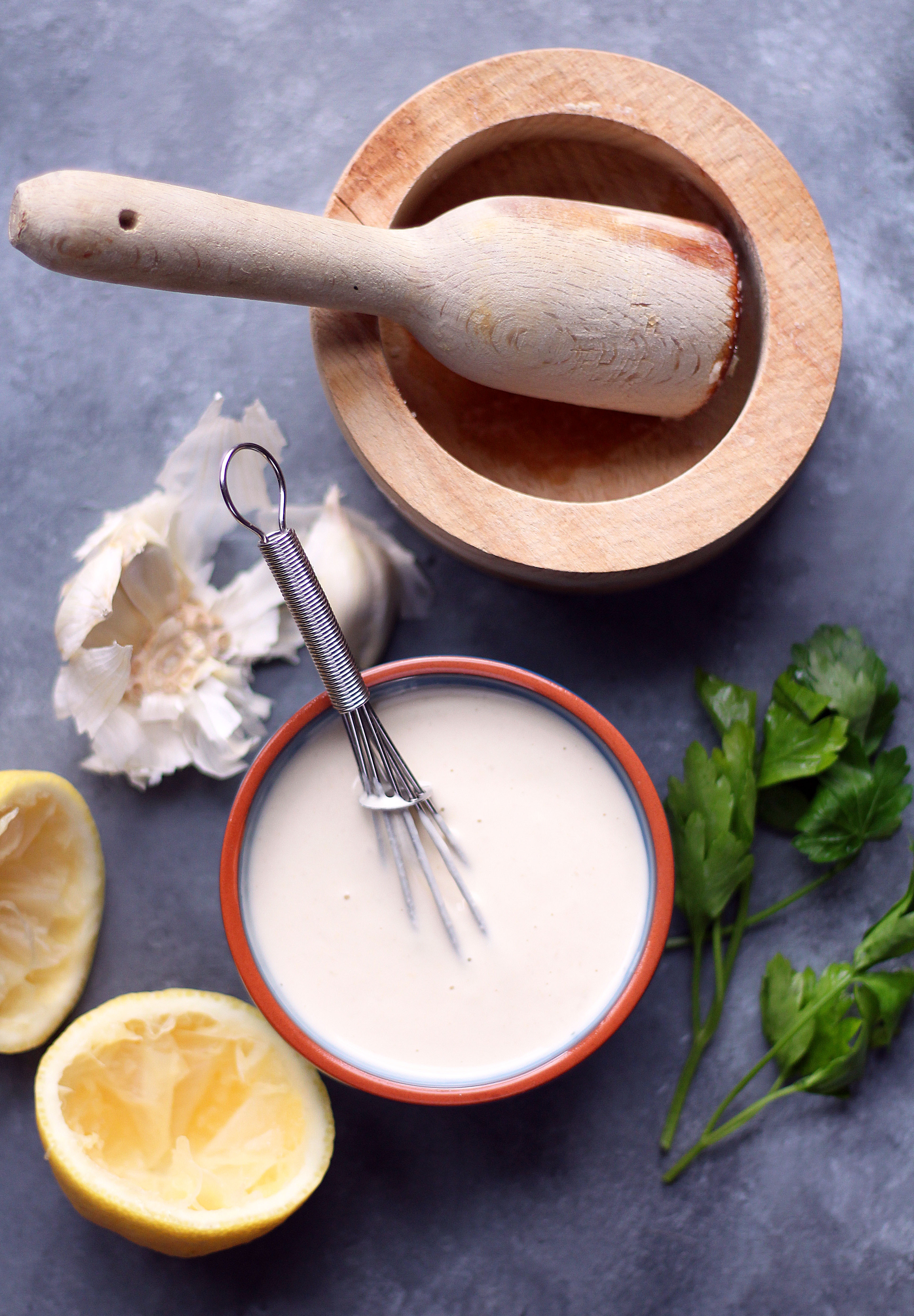 Roasted Caulliflower with a Lemon Garlic Tahini Sauce