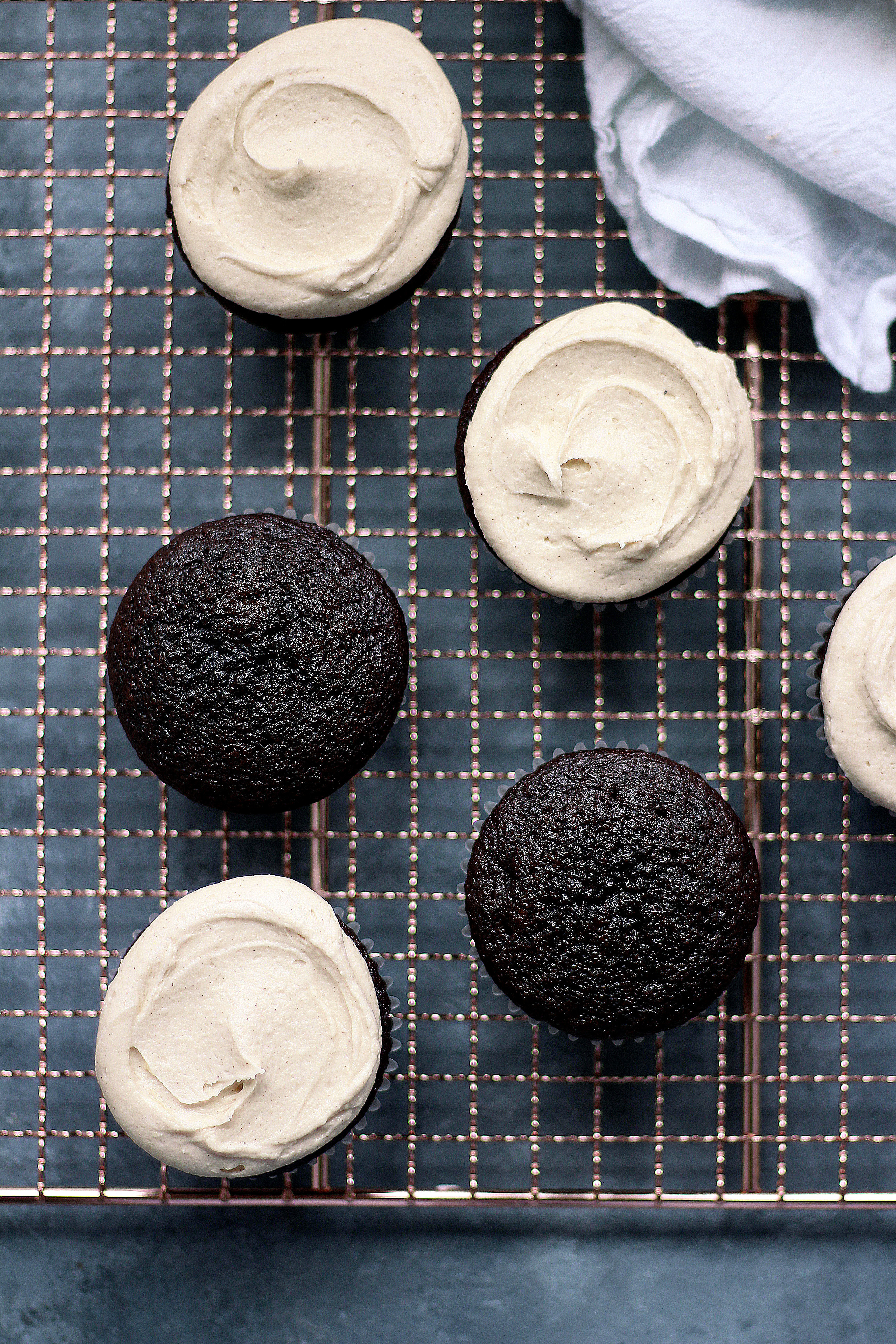 Chocolate Cupcakes with Tahini Buttercream Frosting