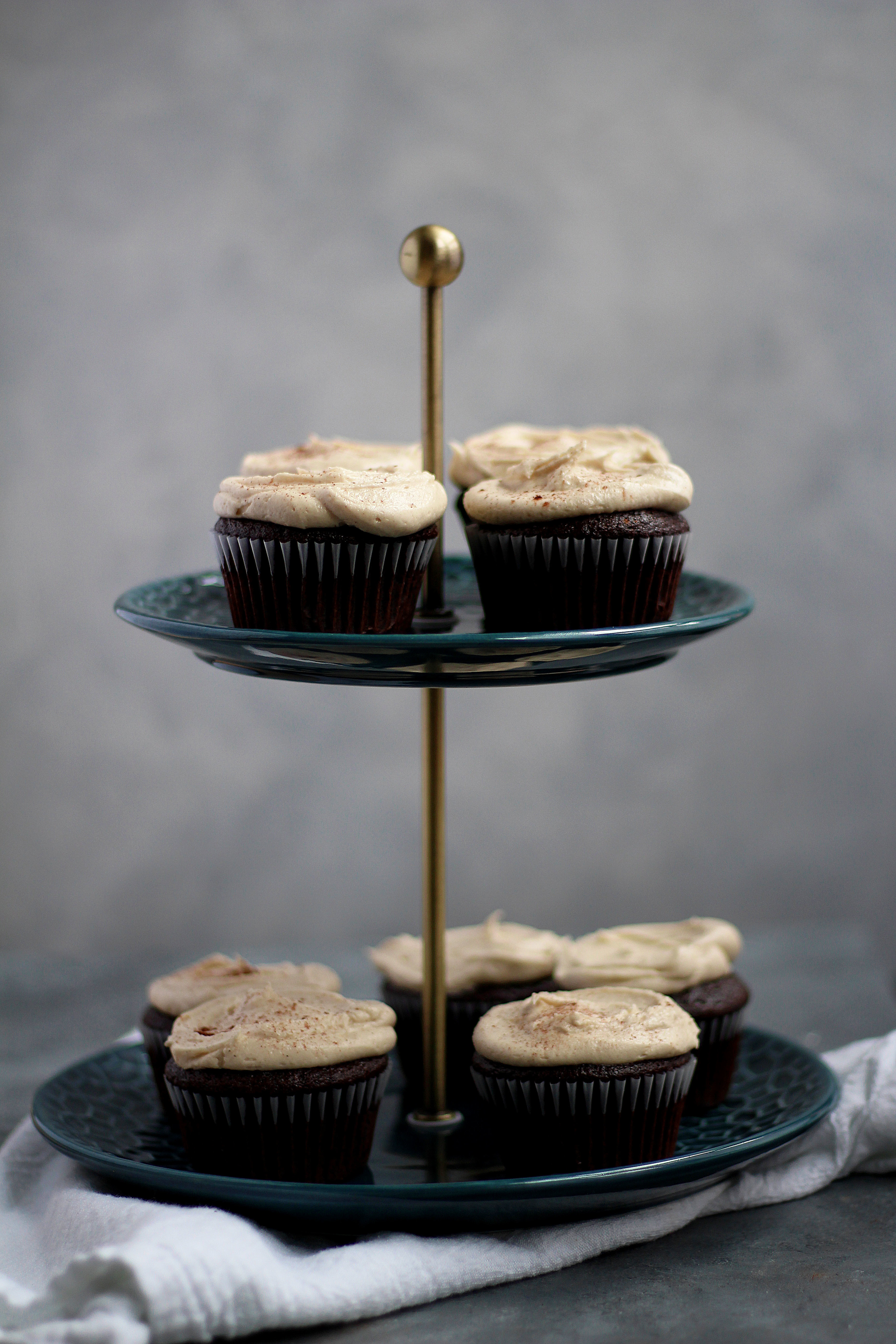 Chocolate Cupcakes with Tahini Buttercream Frosting