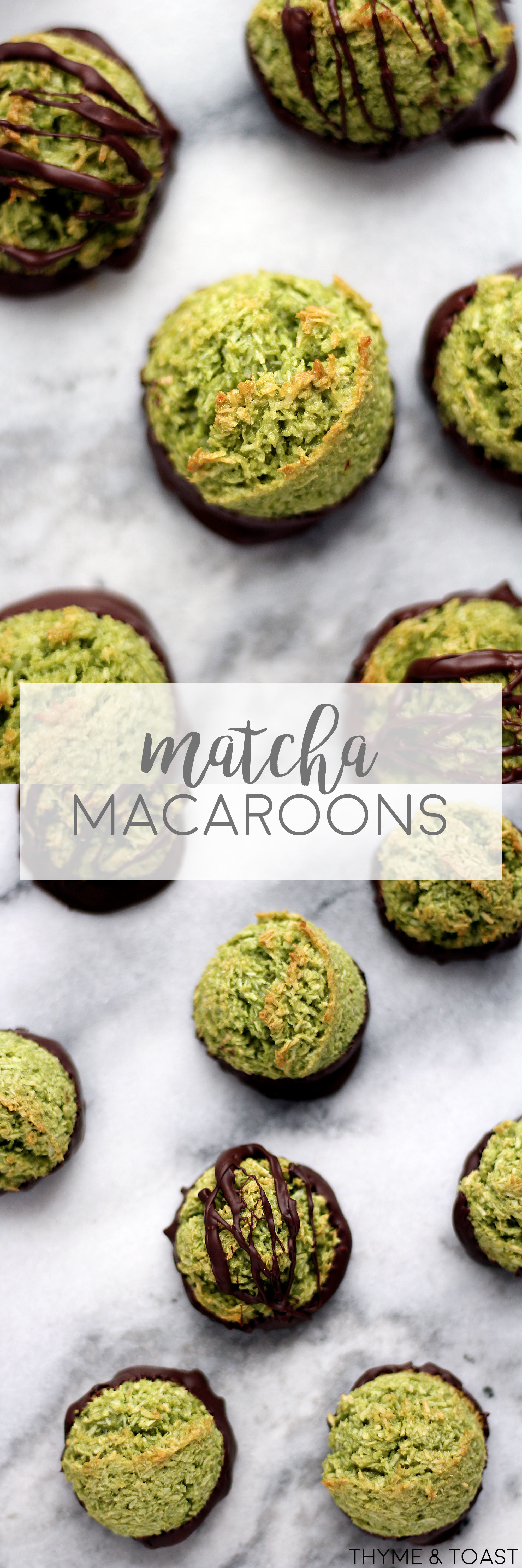 Chocolate Dipped Matcha Macaroons