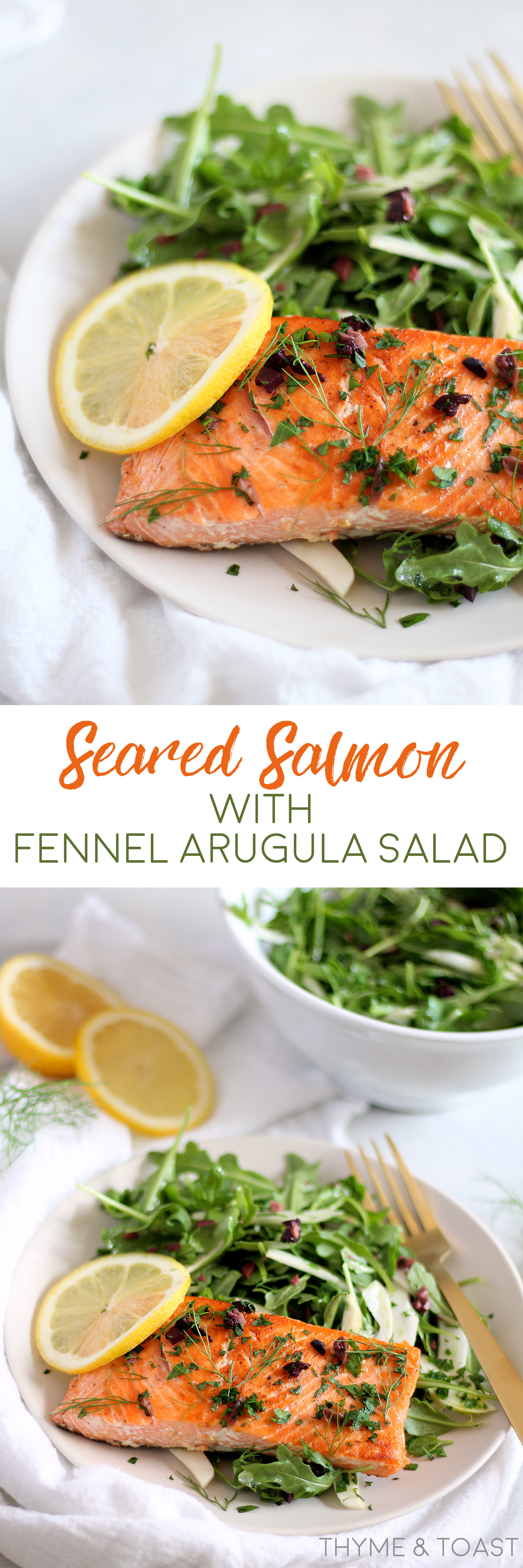 Seared Salmon with Fennel Arugula Salad